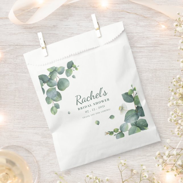Bridal Shower Eucalyptus Greenery Floral Custom Fa Favour Bag (Clipped)