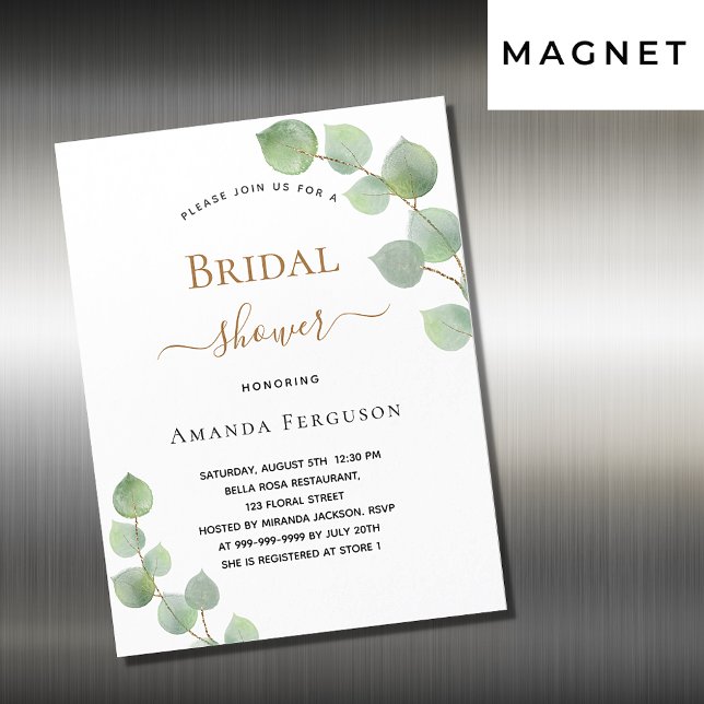 Bridal Shower eucalyptus greenery luxury Magnetic Invitation (Creator Uploaded)