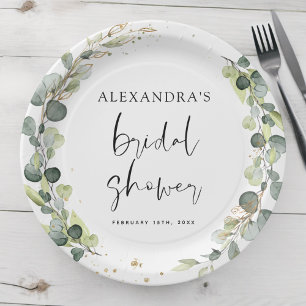 Bridal Shower Eucalyptus Greenery Succulent Paper Plate