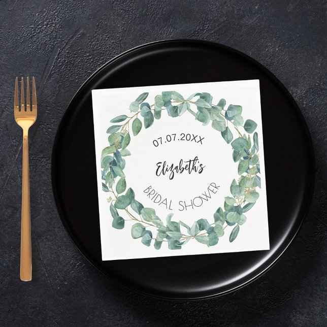 Bridal Shower eucalyptus greenery wreath Napkin (Creator Uploaded)