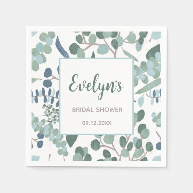 Bridal Shower Eucalyptus Napkin (Front)
