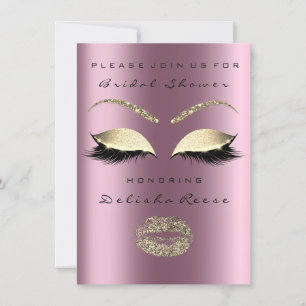 Bridal Shower Eye Gold Sparkly Lips Eggplant Invitation
