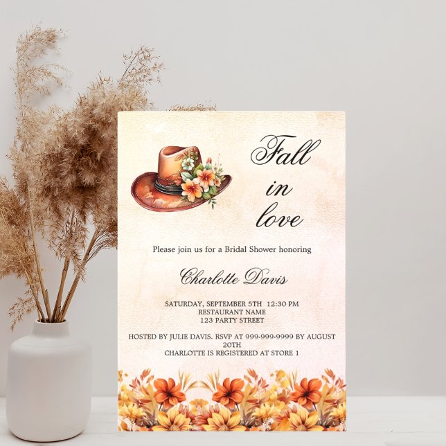 Bridal Shower fall in love florals cowgirl luxury Invitation (Creator Uploaded)