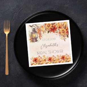 Bridal Shower fall orange florals rustic lamp Napkin
