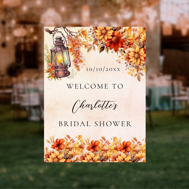 Bridal Shower fall orange flowers welcome Poster (Creator Uploaded)