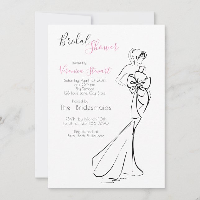 Bridal Shower Fashionillustration Invitation (Front)
