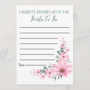 Bridal Shower Favorite Memory Game Pink Flowers Advice Card