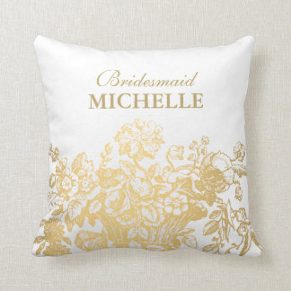 Bridal Shower Favour Floral Basket Gold Cushion