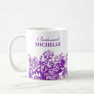 Bridal Shower Favour Floral Basket Purple Coffee Mug
