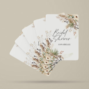 Bridal shower favour pampas eucalyptus elegant playing cards