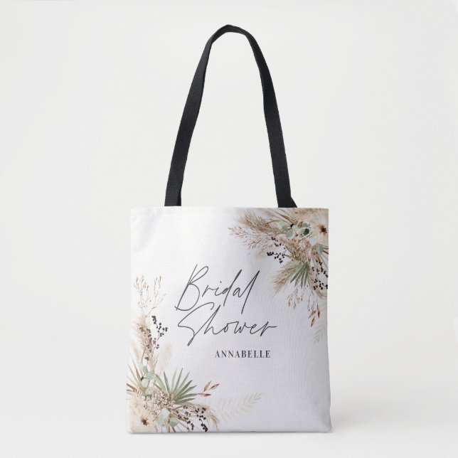 Bridal shower favour pampas eucalyptus elegant tot tote bag (Front)