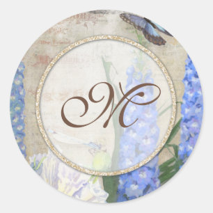 Bridal Shower Favour Seals Dragonfly Butterfly Art