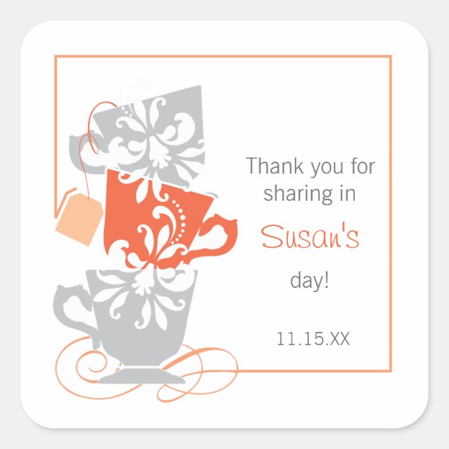 Bridal Shower Favour Sticker - Tea (Front)