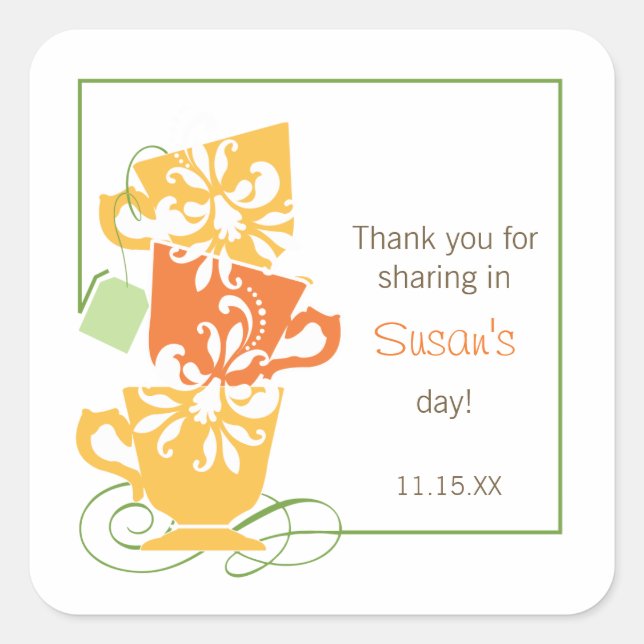 Bridal Shower Favour Sticker - Tea (Front)