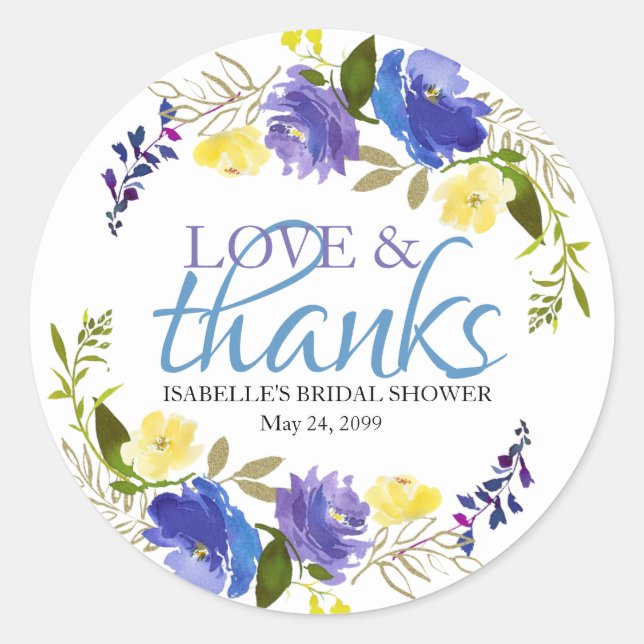 Bridal Shower Favour Stickers Spring Flowers (Front)