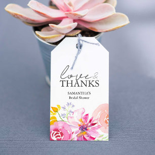Bridal Shower Favour Tags Watercolor Flowers