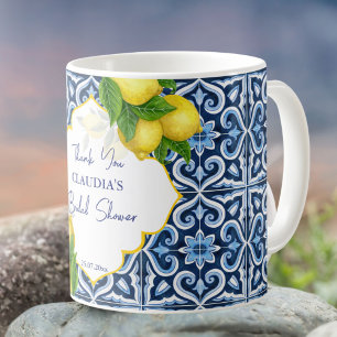 Bridal shower favours blue tiles lemon Amalfi Coffee Mug