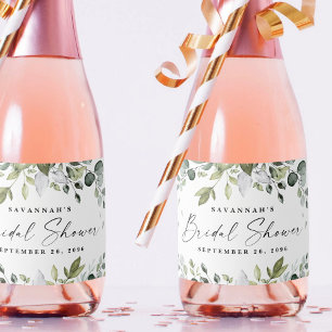 Bridal Shower Favours Elegant Greenery Mini Bottle Sparkling Wine Label