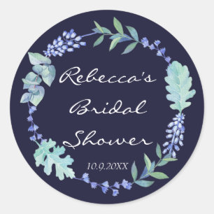 bridal shower favours stickers navy blue floral