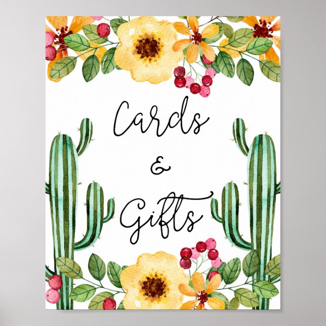 Bridal Shower Fiesta Cards and Gifts Sign (Front)