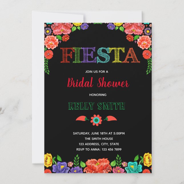 Bridal shower fiesta party invitation (Front)