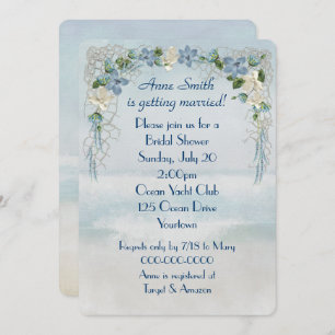 Bridal Shower Floral Arch On Ocean Watercolor Invitation