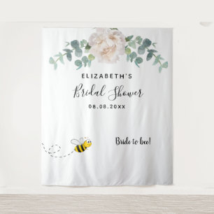 Bridal Shower floral eucaluptus white bride to bee Tapestry