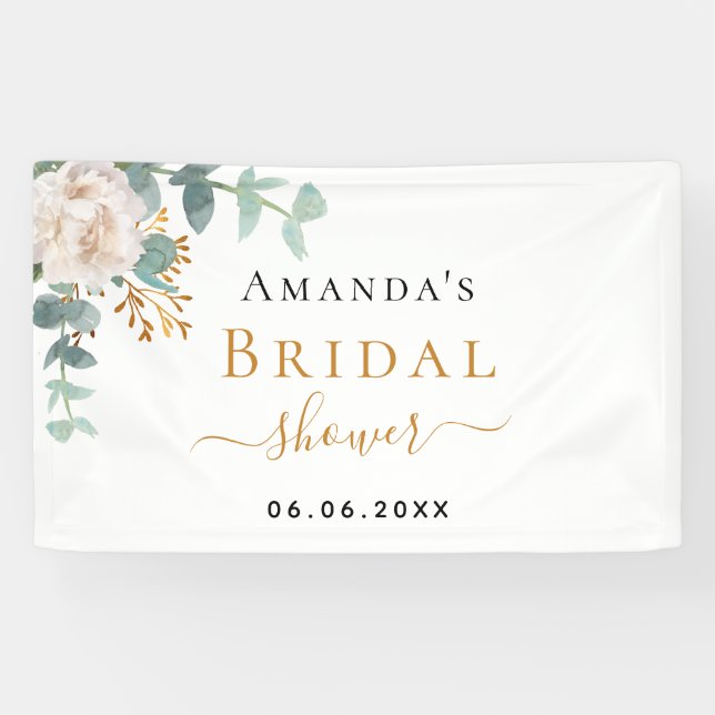 Bridal Shower floral eucalyptus greenery elegant Banner (Horizontal)