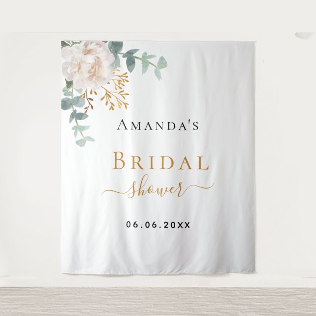 Bridal Shower floral eucalyptus greenery elegant Tapestry (Front)