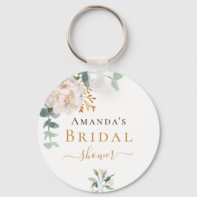 Bridal Shower floral eucalyptus greenery favour Key Ring (Front)