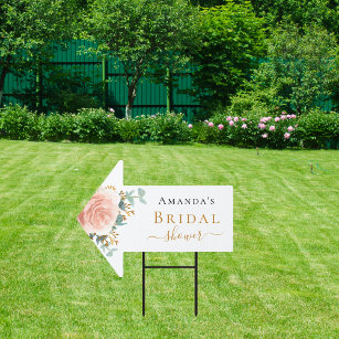 Bridal Shower floral eucalyptus rose gold arrow Garden Sign