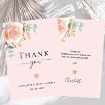 Bridal Shower floral eucalyptus rose gold pink Thank You Card<br><div class="desc">A modern and elegant bridal shower thank you card. A soft pink background. Decorated with a rose gold and blush pink roses, florals flowres and green watercolored eucalyptus leaves, sprigs, greenery and faux gold sprigs. On the front the text: Thank You, name, and a date. Back: Template for Your thank...</div>