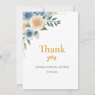 Bridal Shower floral eucalyptus rose gold pink Thank You Card