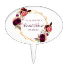 Bridal shower floral gold geometric burgundy name