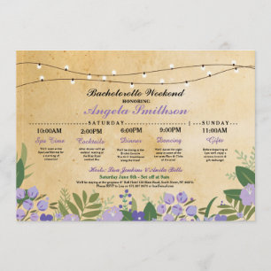 Bridal Shower Floral Itinerary Bachelorette Invite