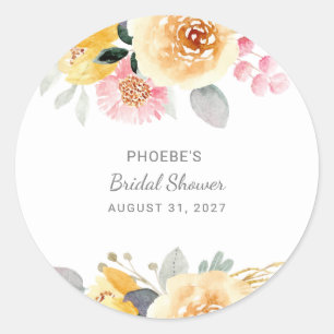 Bridal Shower Floral Modern Botanical Classic Round Sticker