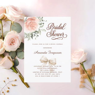 Bridal Shower floral rose gold bow elegant Invitation