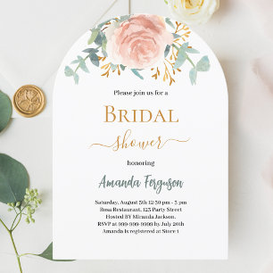 Bridal Shower floral rose gold eucalyptus greenery Invitation