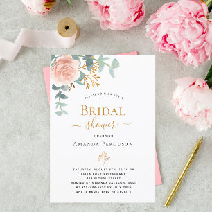 Bridal Shower floral rose gold eucalyptus greenery Postcard