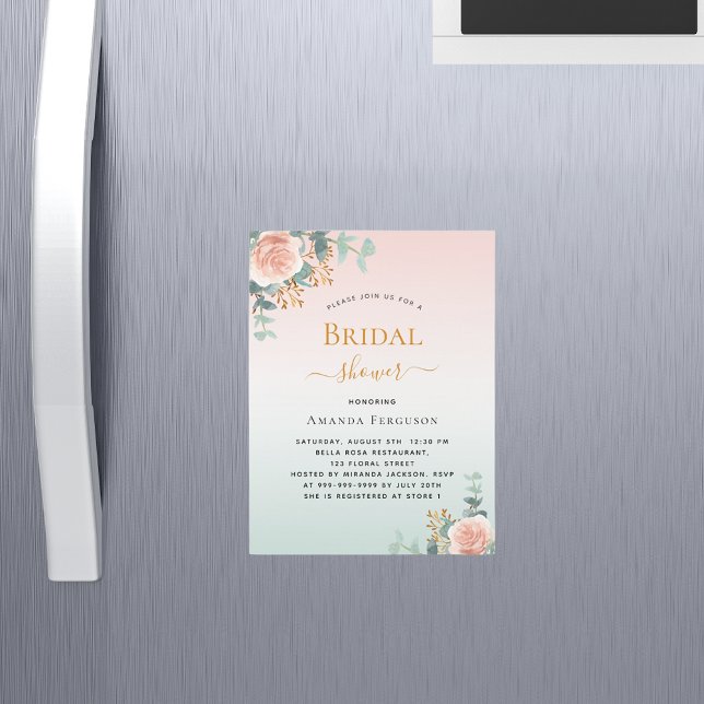 Bridal Shower floral rose gold greenery luxury Magnetic Invitation (Creator Uploaded)