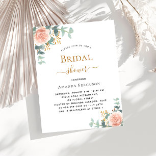 Bridal Shower floral rose gold invitation