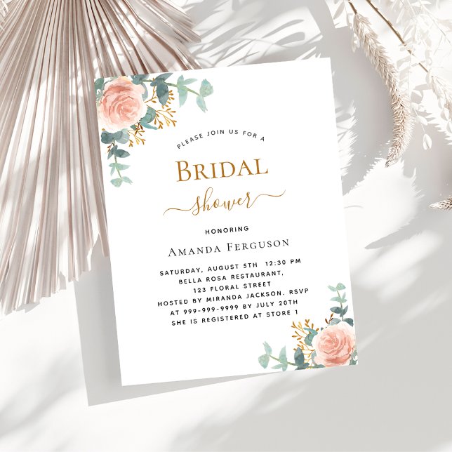 Bridal Shower floral rose gold invitation (Creator Uploaded)