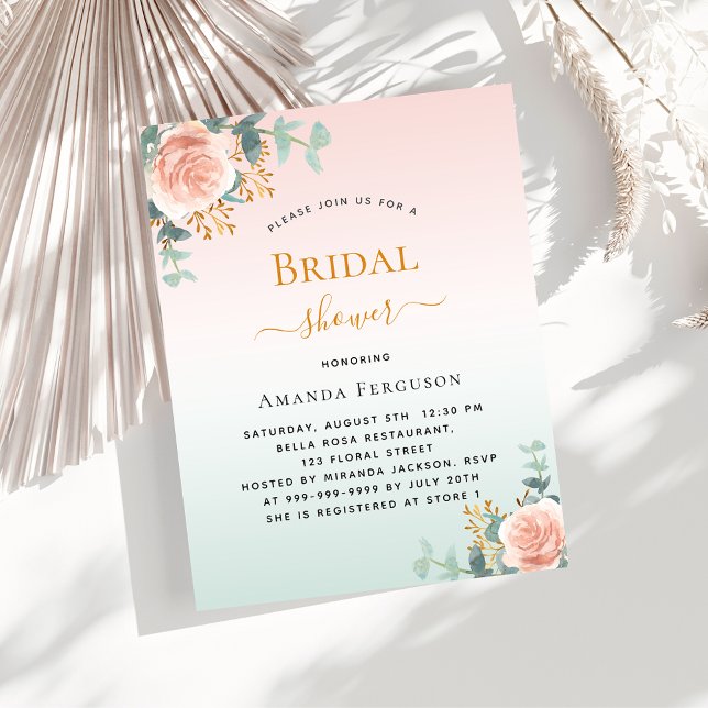Bridal Shower floral rose green budget invitation Flyer (Creator Uploaded)