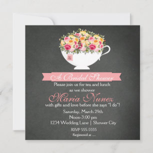 Bridal Shower Floral Tea Party Modern Rustic Invitation