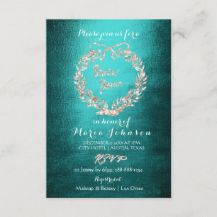 Bridal Shower Floral Wreath Rose Gold Teal Invitation