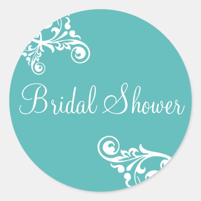 Bridal Shower Flourish Envelope Sticker Seal (Front)