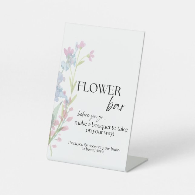 Bridal Shower Flower Bar Pedestal Sign (Front)