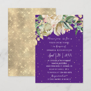 Bridal Shower Flower Brunch Mint Purple Confetti Invitation