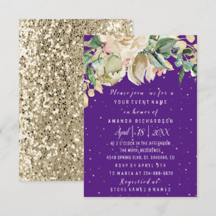 Bridal Shower Flower Brunch Mint Purple Watercolor Invitation