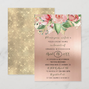 Bridal Shower Flower Brunch Mint Roses Blush Pink Invitation